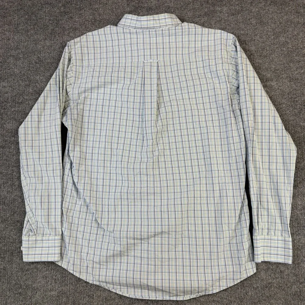 Onward Reserve Shirt Mens Extra Large Blue Green Plaid Tailored Fit Non Iron